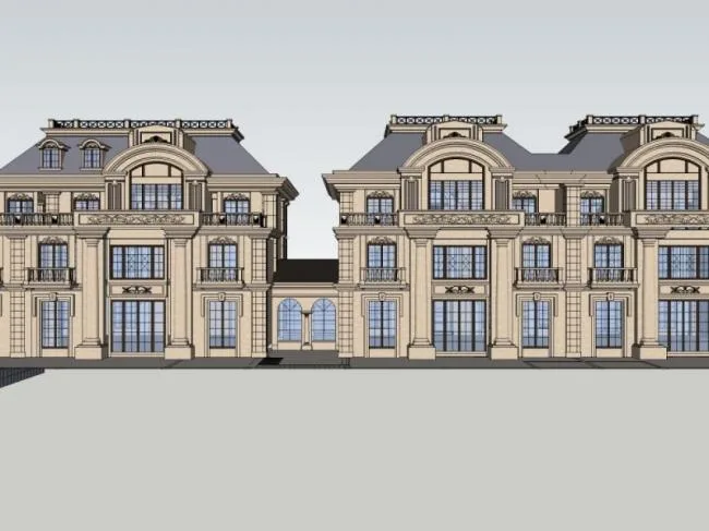 Classical Style Townhouse Villa Model in SketchUp
