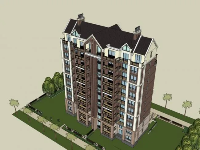 Sketchup Residential Model | High rise residential buildings, residential buildings, classical style