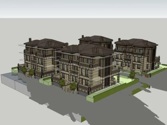 Sketchup Villa Model | Twin Villa, Classical Style