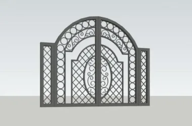 SketchUp Material Model: Iron Entrance Gate and Landscape Components-BIM WORLD