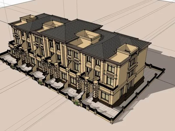 Sketchup Villa Model | Townhouse, Classical Style