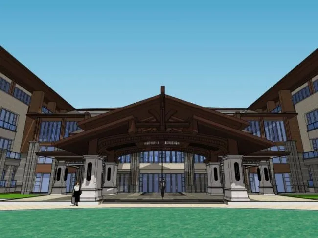 Sketchup Hotel Model | Multi story Hotel, Chinese Style