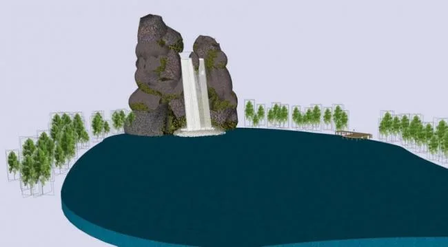 SketchUp Material Model: Rockery and Waterfall Landscape Components