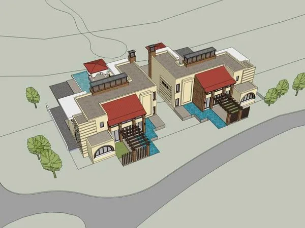 Sketchup Villa Model | Solo Villa, Modern Style