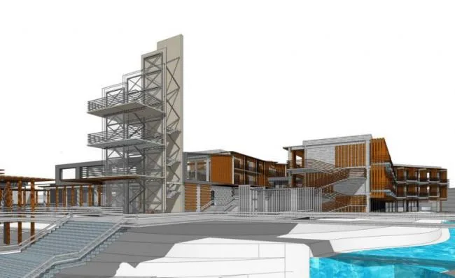 Sketchup Hotel Model | Multi story Mountain Hotel, Modern Style