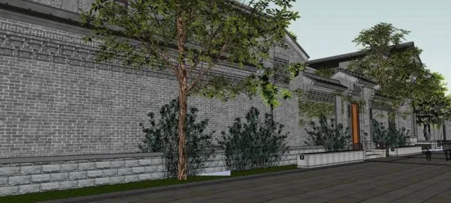 Sketchup Residential Model | Courtyard, Residential Building, Multi story, Chinese Style, Courtyard Villa