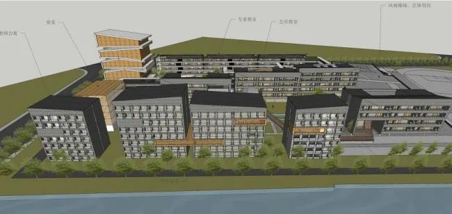 Sketchup School Model | Multi story School, Educational Building, Campus, Teaching Building, Modern Style