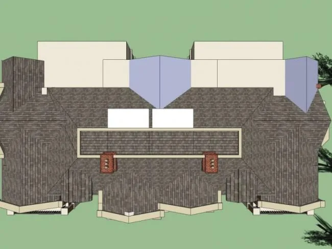 Sketchup Villa Model | Twin Villa, Modern Style