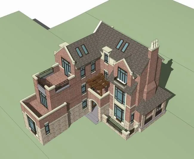 Villa Designs in SketchUp: L-Shaped, Stacked, English, and Classical Styles