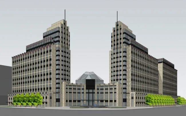 Sketchup Hotel Model | Multi story high-rise mixed use, hotel, modern style, urban twin hotel