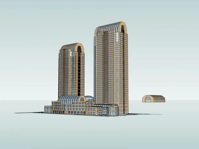 Sketchup Complex Model | Super high-rise commercial complex, residential, office, classical style