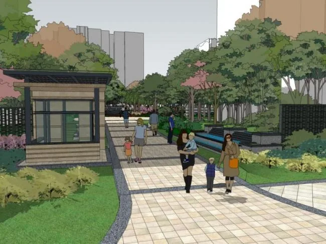 Sketchup Landscape Model | Community Landscape, Residential Landscape, Modern Style