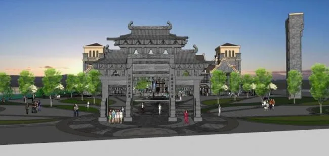 Sketchup Business Model | Multi story Commercial Street, Chinese Style