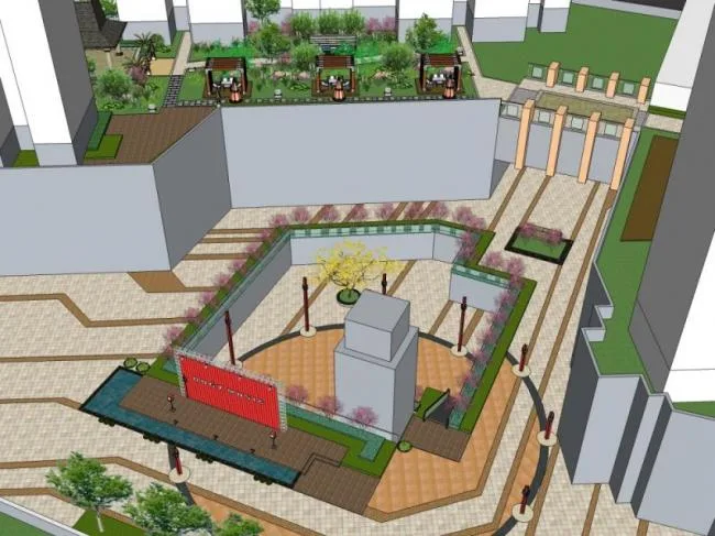 Sketchup Landscape Model | Community Landscape, Residential Landscape, Modern Style