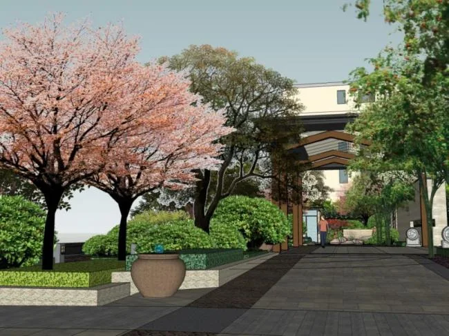 Sketchup Landscape Model | Residential Landscape, Modern Chinese Style
