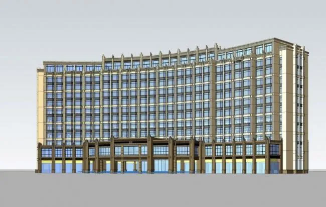 Neoclassical High-Rise Hotel Model in SketchUp