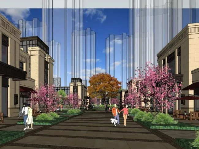 Sketchup Business Model | Low rise Commercial Street, Classical Style