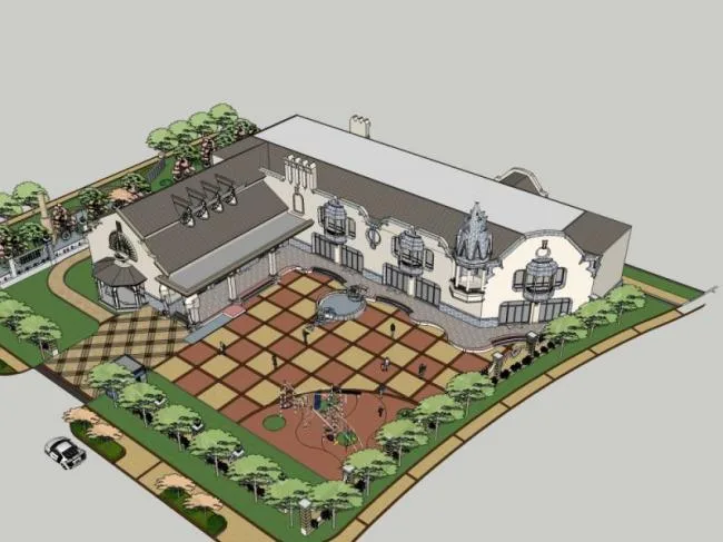 Sketchup School Model | Multi story Kindergarten, Campus Educational Architecture, Classical Style
