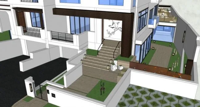 Sketchup Landscape Model | Courtyard Landscape, Modern Chinese Style
