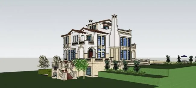 Sketchup Villa Model | Stacked Villa, Solo Villa, Spanish Style, Classical Style