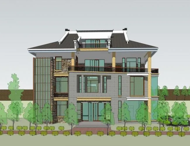 Sketchup Villa Model | Rural Villa, Solo Villa, Chinese Style