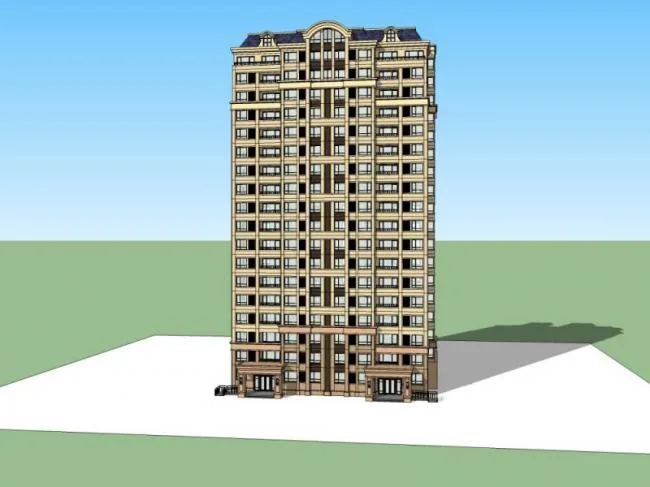 Sketchup Residential Model | High rise Residential Buildings, Classical Style