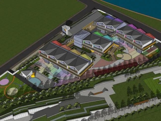 Sketchup School Model | Multi story School Kindergarten, Campus Educational Architecture, Modern Style