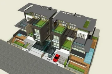 Modern Twin Villa Design in SketchUp Model-BIM WORLD