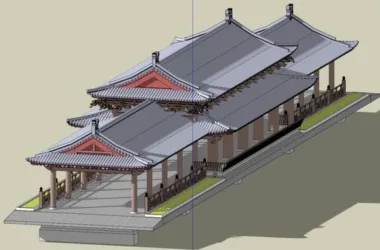 SketchUp Model of a Multi-Story Covered Bridge in Traditional Chinese Architecture-BIM WORLD