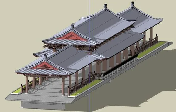SketchUp Model of a Multi-Story Covered Bridge in Traditional Chinese Architecture