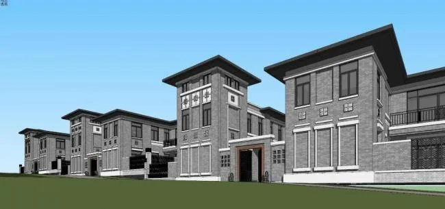 SketchUp Villa Model: Republican-Era Courtyard with Chinese Architectural Style