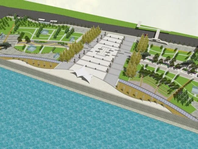 Sketchup Landscape Model | Square Landscape, Waterfront Landscape, Modern Style
