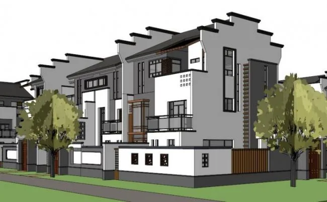 Sketchup Villa Model | Huizhou style Courtyard Villa