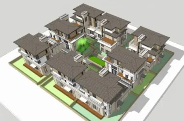 SketchUp Villa Model: Classic European French Row Villa Design-BIM WORLD