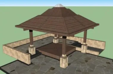 Classical Style Pavilion Sketch Model in SketchUp-BIM WORLD