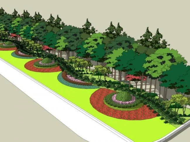 Sketchup Landscape Model | Street Landscape, Street Road Landscape, Modern Style