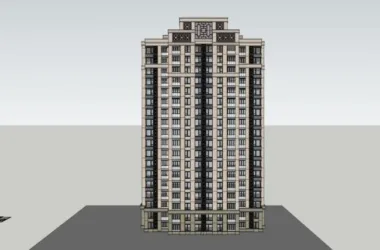 Classical 18-Story High-Rise Residential Building SketchUp Model-BIM WORLD