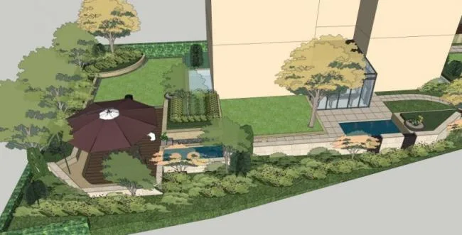 Sketchup Landscape Model | Courtyard Garden Landscape, Modern Style
