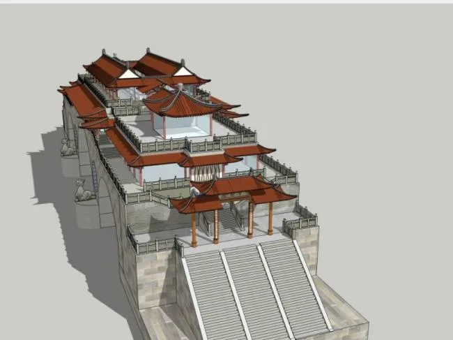 Sketchup Ancient Architecture Model | Multi story Covered Bridge, Chinese Style, Ancient Architecture