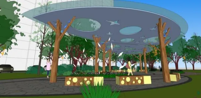 Sketchup Landscape Model | Square Landscape, Modern Style