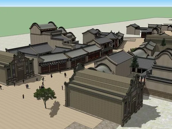 Sketchup Business Model | Multi story Commercial Street, Chinese Style