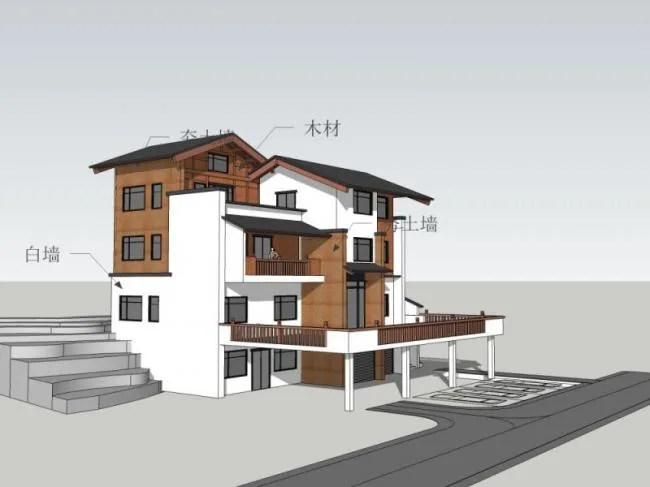 Sketchup Villa Model | Single Family Villa Cluster, Chinese Style