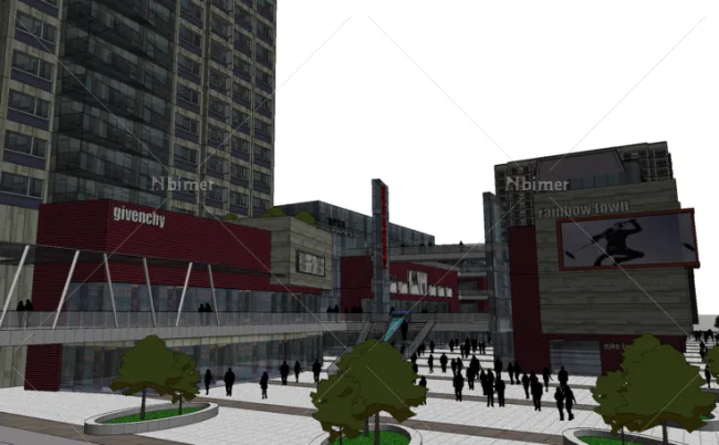 Sketchup Complex Model | Multi story High rise Mixed use Complex, Commercial Pedestrian Street, Modern Style