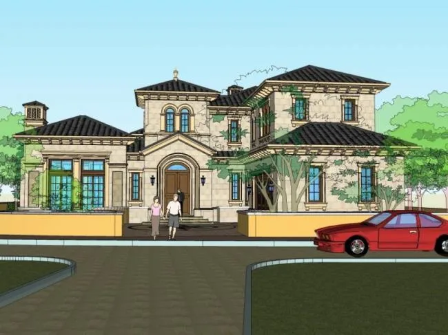 Sketchup Villa Model | Stacked Villa, European Classical Style