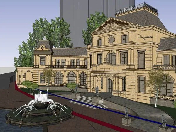 Sketchup Residential Model | Multi story Clubhouse, Residential, French Classical Style