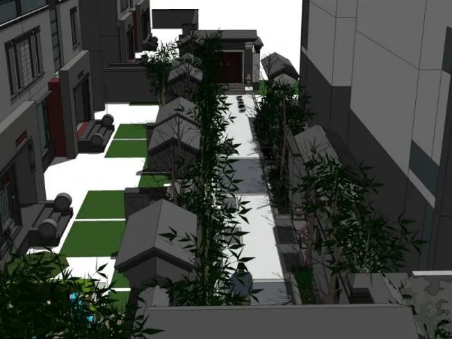 Sketchup Landscape Model | Courtyard Landscape, Residential Landscape, Chinese Style
