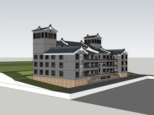 Sketchup Cultural Model | Multi story Art Academy, Cultural Architecture, Chinese Style