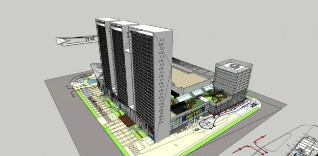 Sketchup Complex Model | High rise commercial complex, residential, office building, modern style