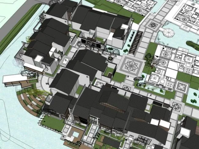Sketchup Residential Model | Low rise Residential, Chinese Style