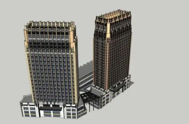 SketchUp Complex Model: Multi-Story Commercial and Classical Residential Design-BIM WORLD